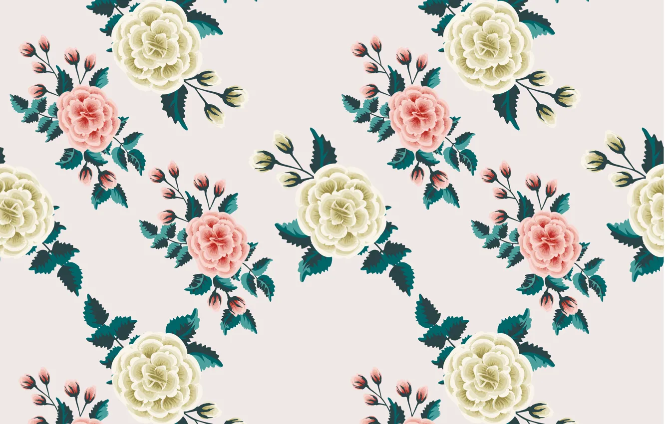Photo wallpaper flowers, retro, background