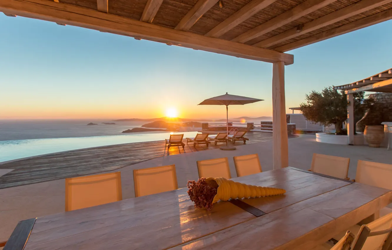 Photo wallpaper Villa, pool, morning, Spain, sea view, terrace, Villa Carmen