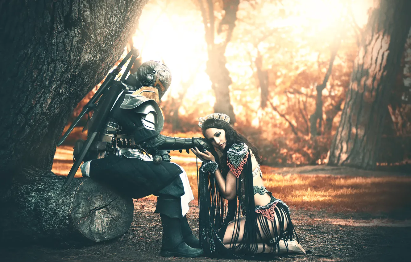 Photo wallpaper girl, fantasy, knight, Abraham Nobane, Alina Nastase