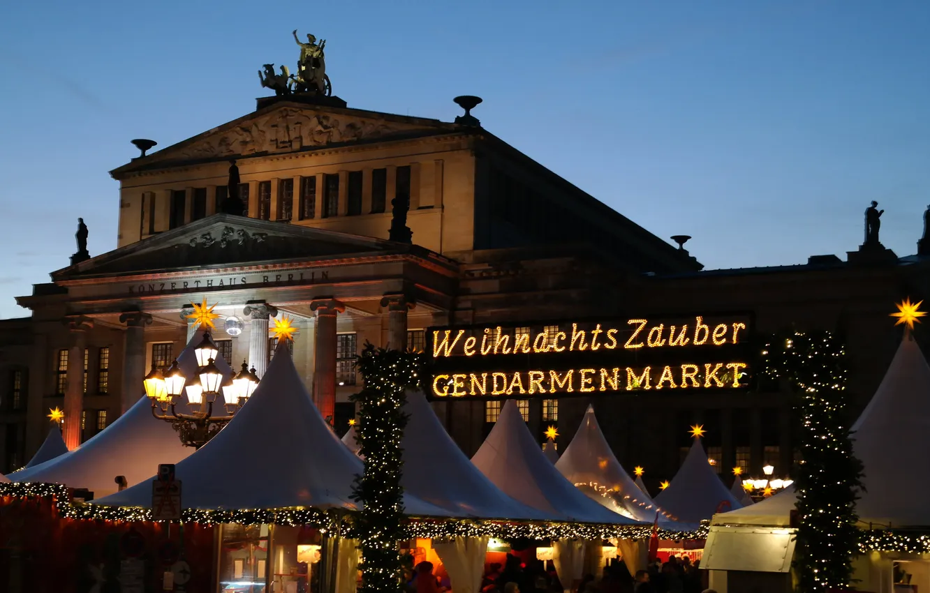 Photo wallpaper Germany, area, Christmas, Berlin, fair, Gendarmenmarkt, Concert house