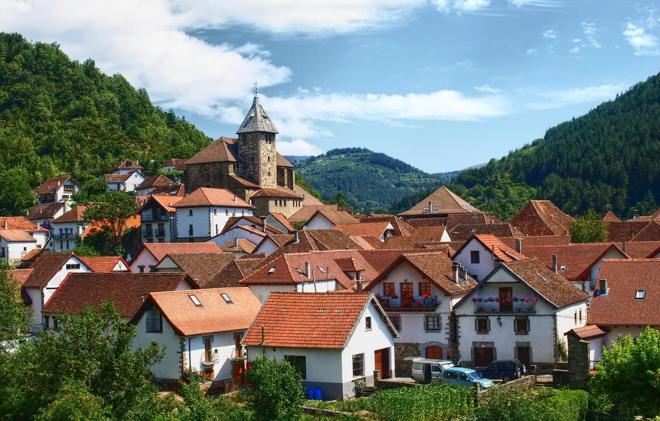 Photo wallpaper forest, the city, photo, home, Spain, Navarra