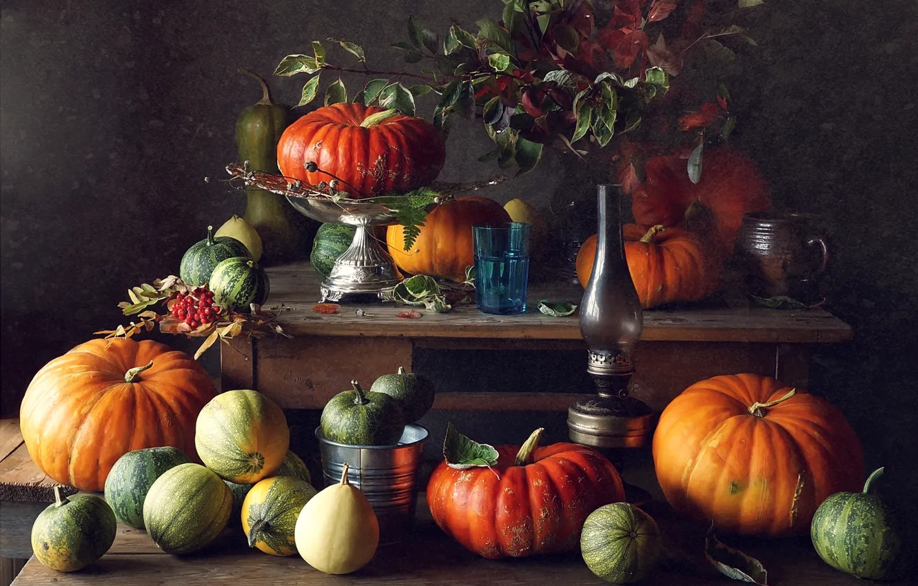Photo wallpaper pumpkin, still life, vegetables