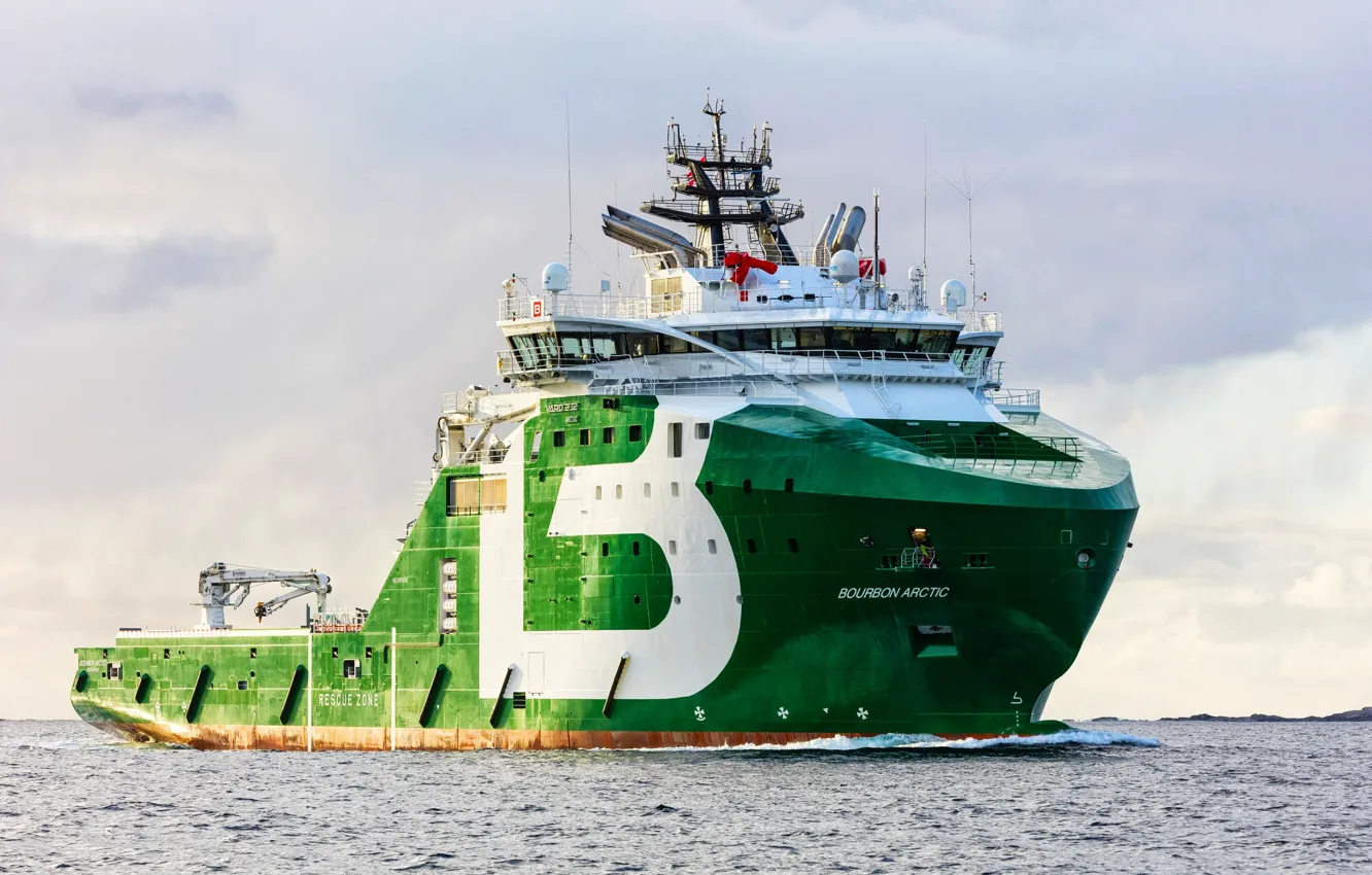 Photo wallpaper Sea, The ship, Arctic, Bourbon, Vessel, AHTS, Offshore, Anchor Handling Tug Supply