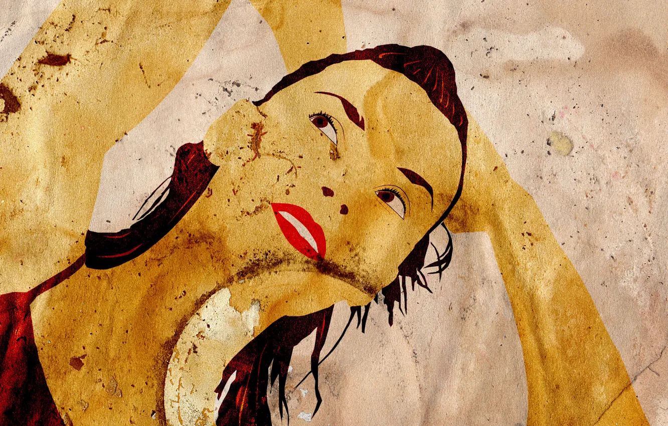 Photo wallpaper girl, PopArt, old paper