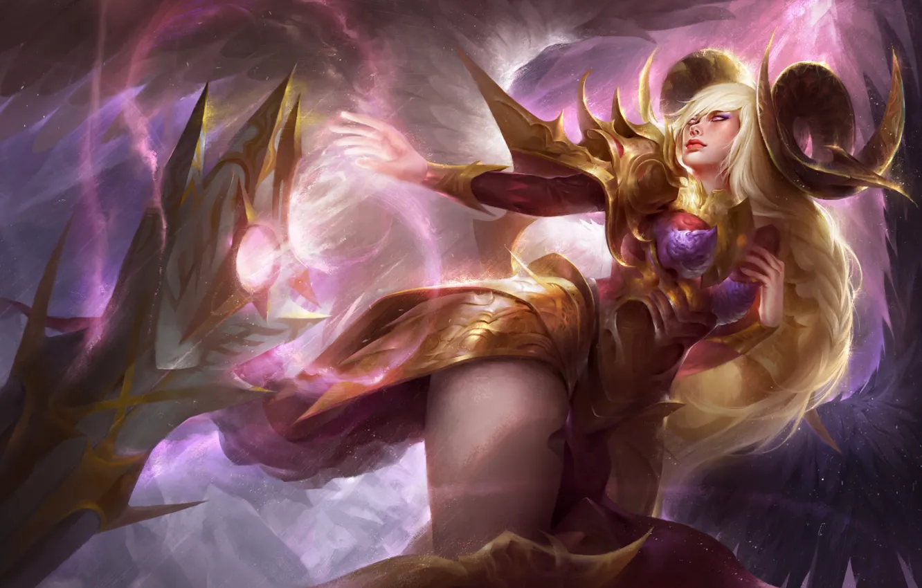 Photo wallpaper fiction, magic, wings, art, horns, demoness