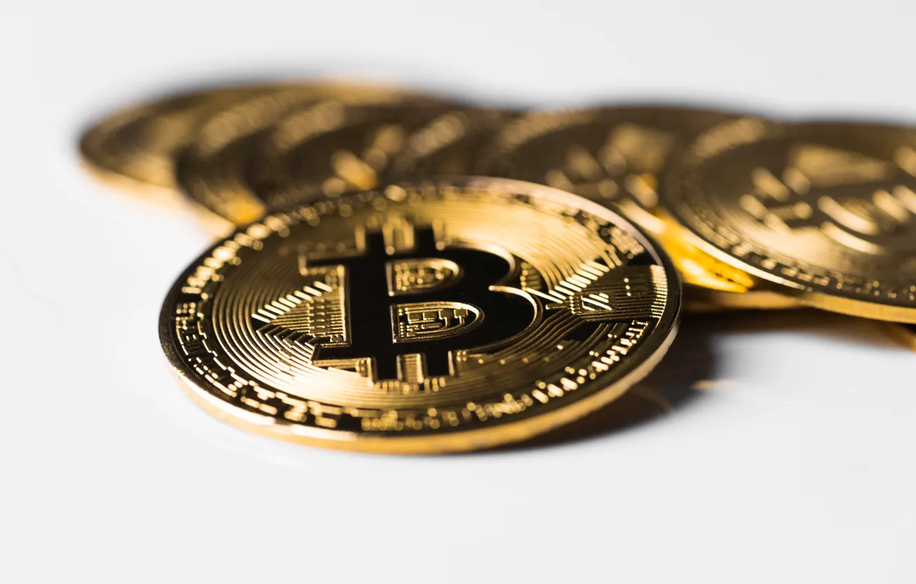 Photo wallpaper coins, gold, bitcoin
