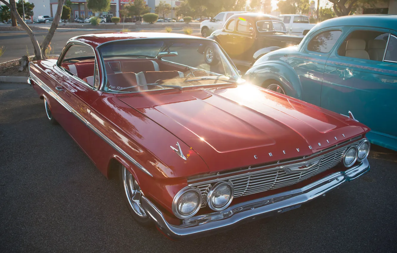 Photo wallpaper retro, classic, Chevy, Impala, 1961