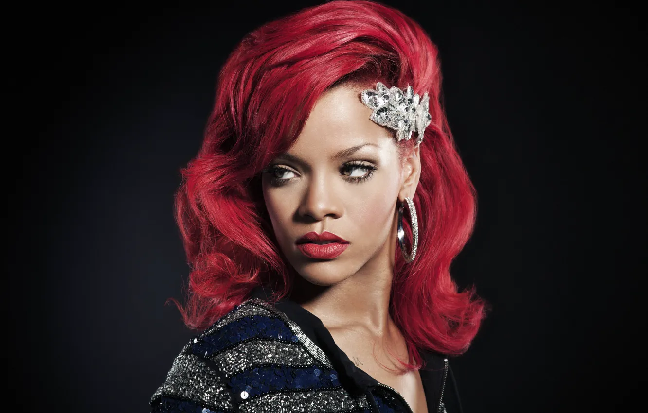 Photo wallpaper portrait, Rihanna, red hair