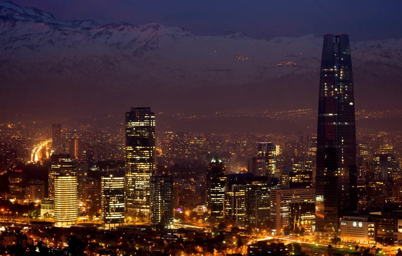 Photo wallpaper sunset, sunset, Chile, Santiago, Santiago de Chile, sunset