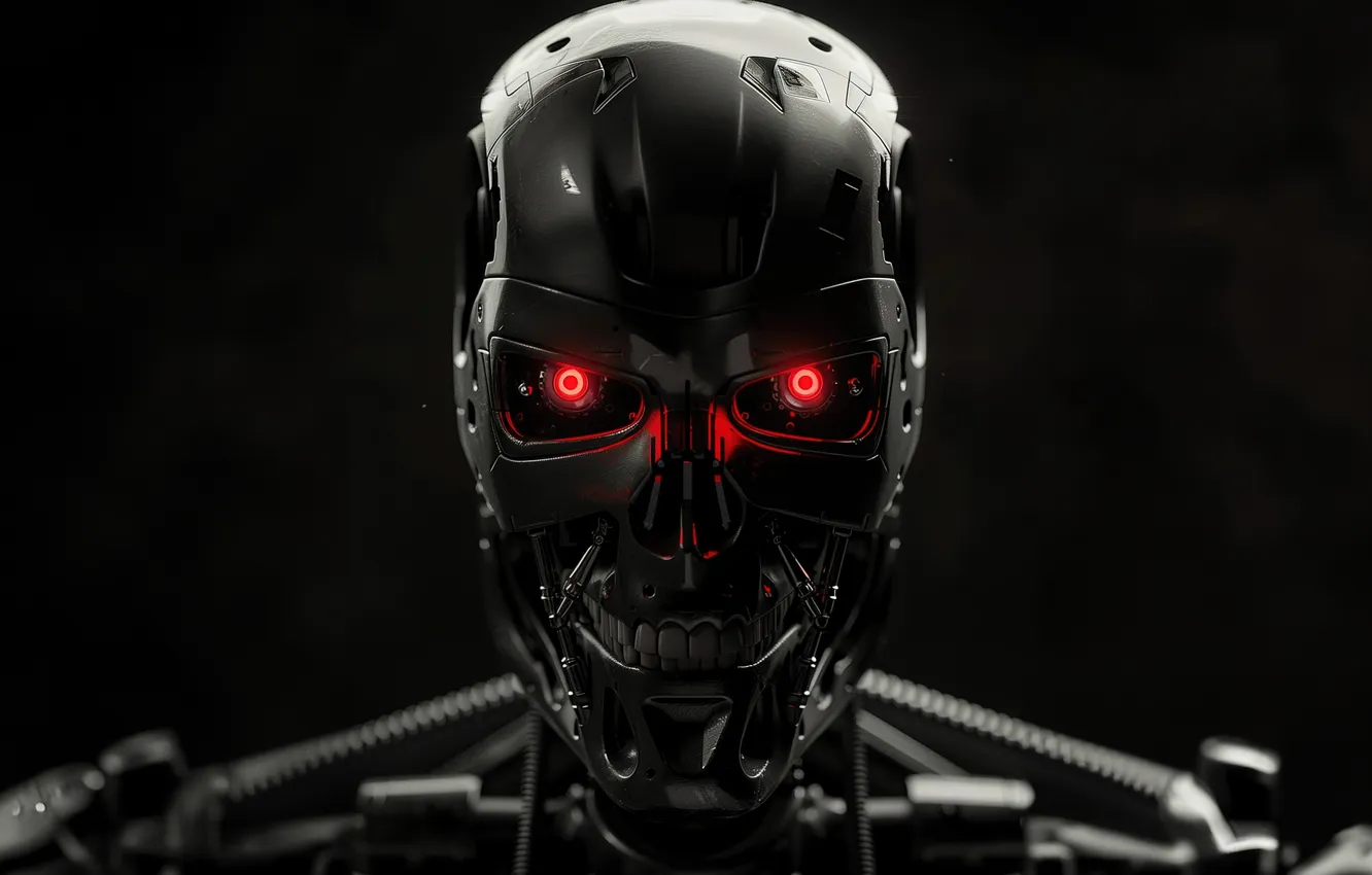 Photo wallpaper Terminator, dark background, AI Art