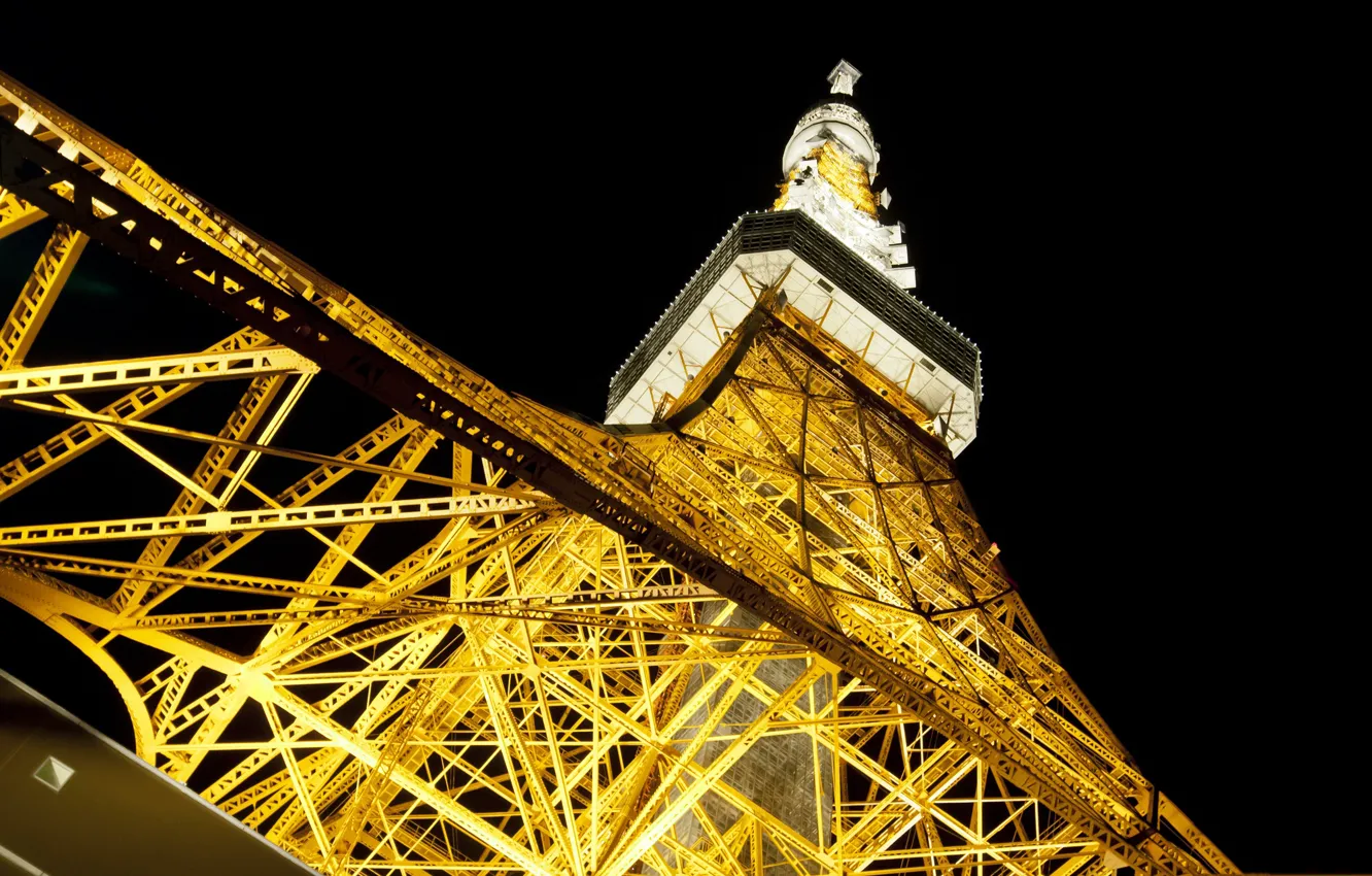 Photo wallpaper night, lights, tower, Japan, Tokyo