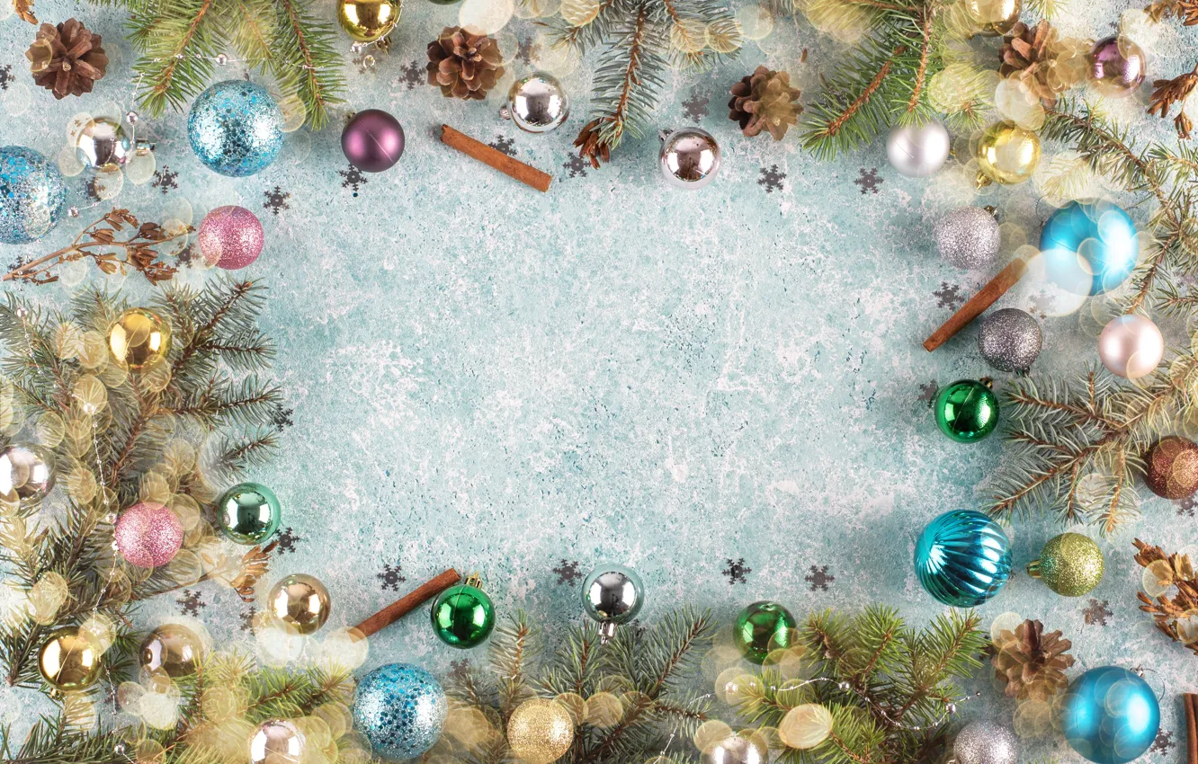 Photo wallpaper decoration, balls, Christmas, New year, new year, Christmas, balls, wood