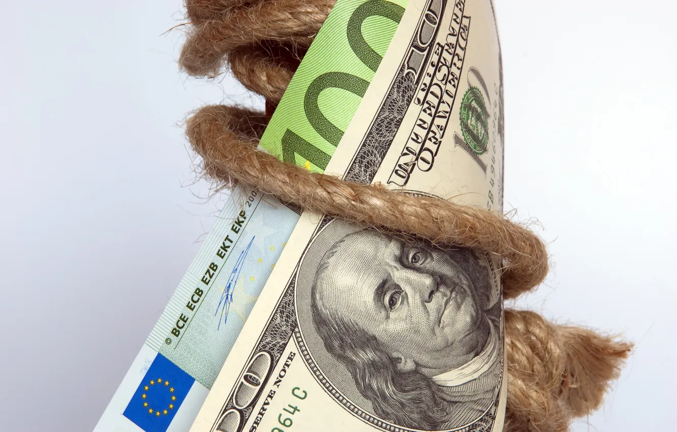 Photo wallpaper rope, dollar, currency