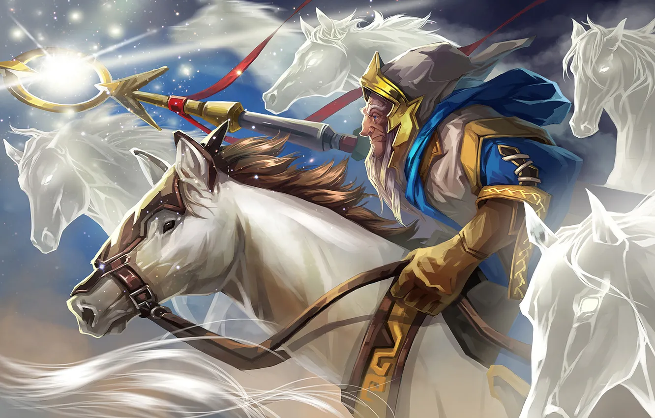 Photo wallpaper magic, horse, MAG, spear, dota, dota 2, Keeper of the Light, Ezalor