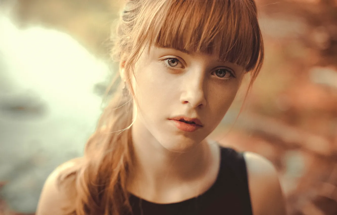Photo wallpaper look, face, background, model, hair