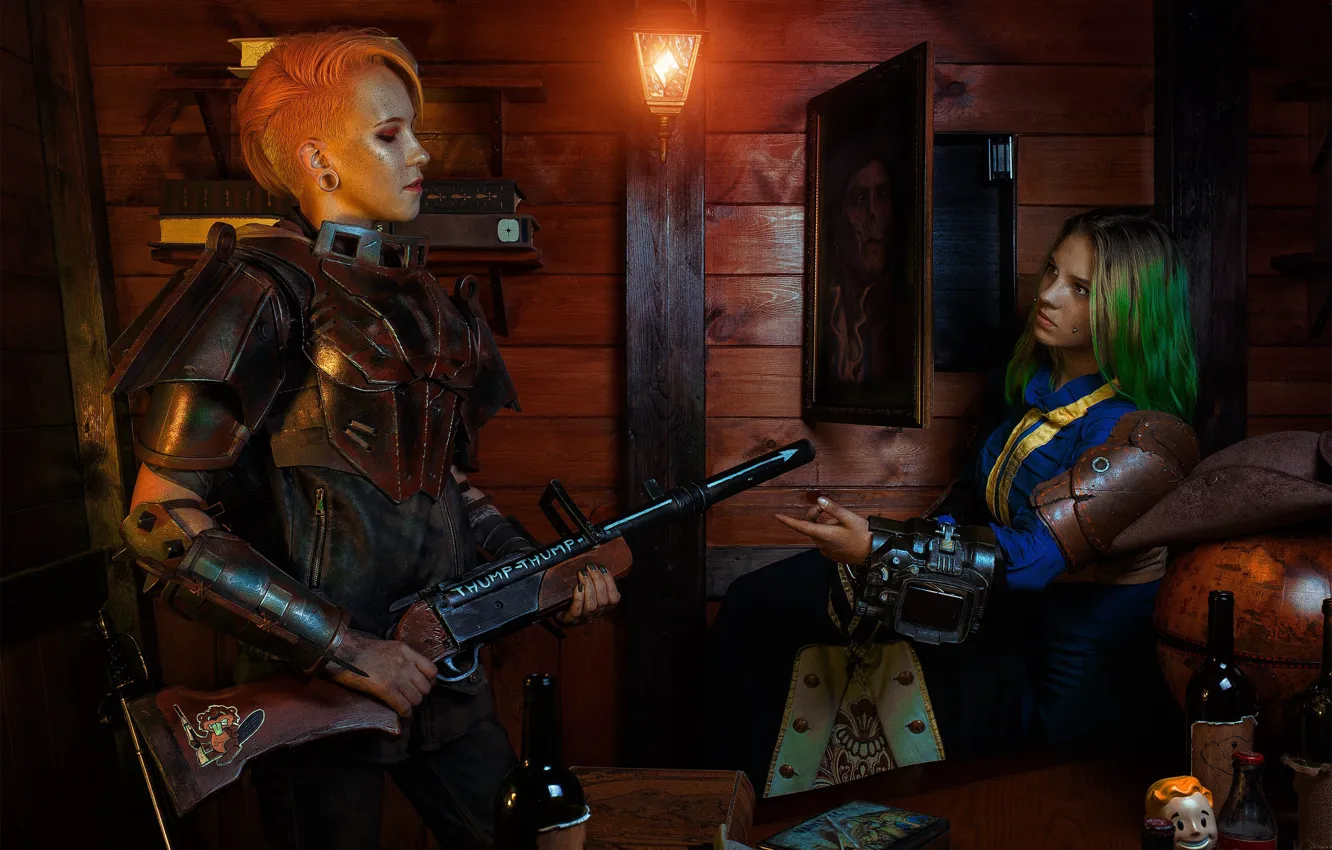 Photo wallpaper girl, weapons, room, picture, cosplay