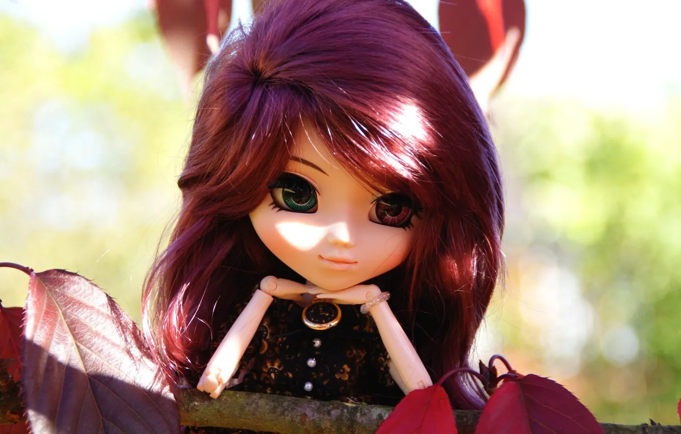 Photo wallpaper hair, toy, doll, lies, cherry
