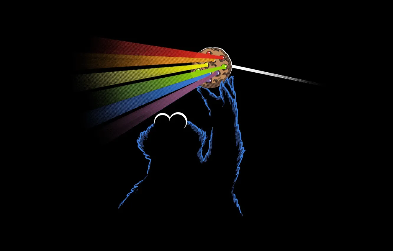 Photo wallpaper music, Pink Floyd, rock, Prism, cookie, Dark side of the moon, Cookie monster, Cookie Monster