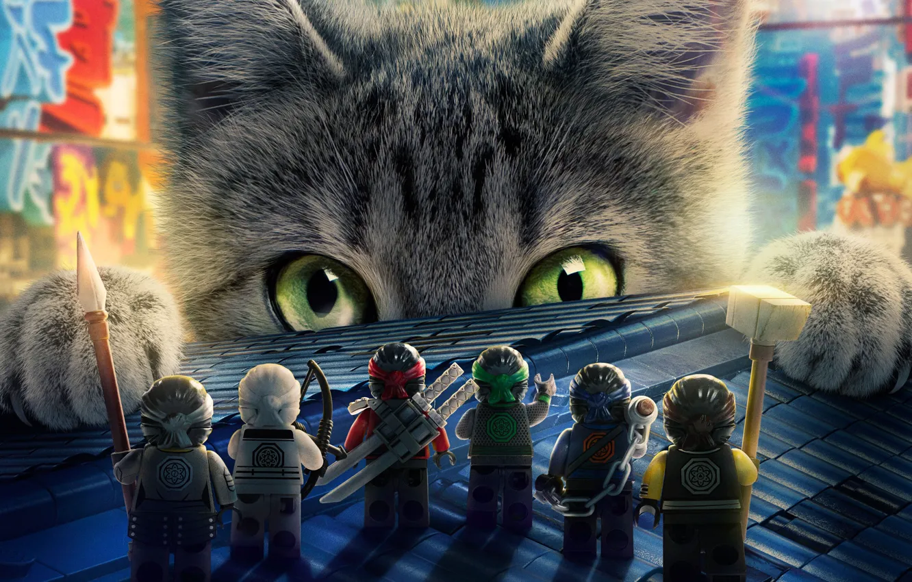 Photo wallpaper cat, cartoon, LEGO, animated movie, The Lego Ninjago