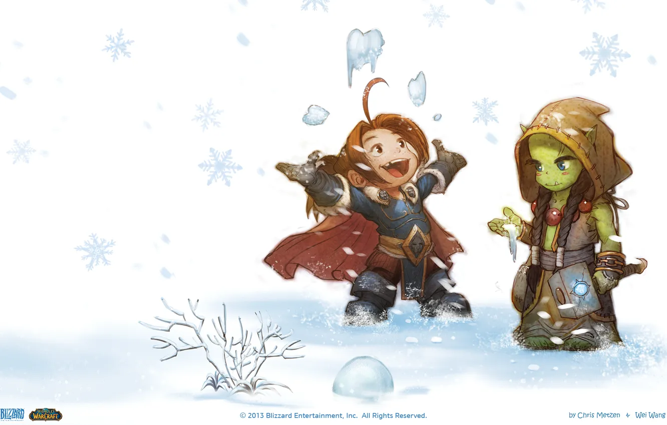 Photo wallpaper snow, new year, World of Warcraft, Carol Varian Rin, tral