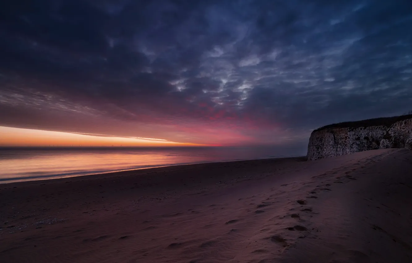 Photo wallpaper sea, sunset, nature, shore, England, Botany Bay