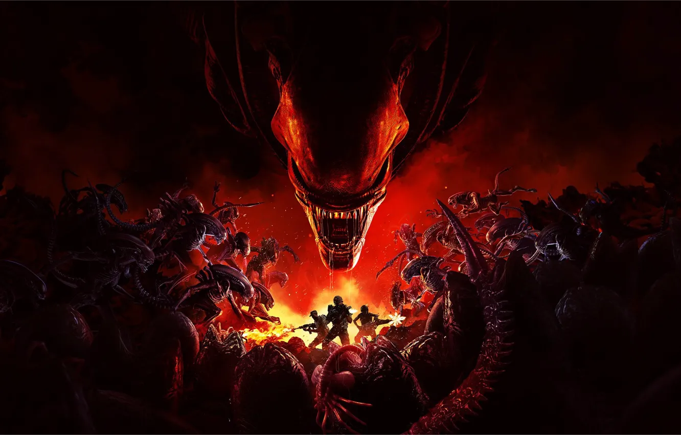 Photo wallpaper aliens, Cold Iron Studios, Fireteam Elite, Aliens: Fireteam Elite