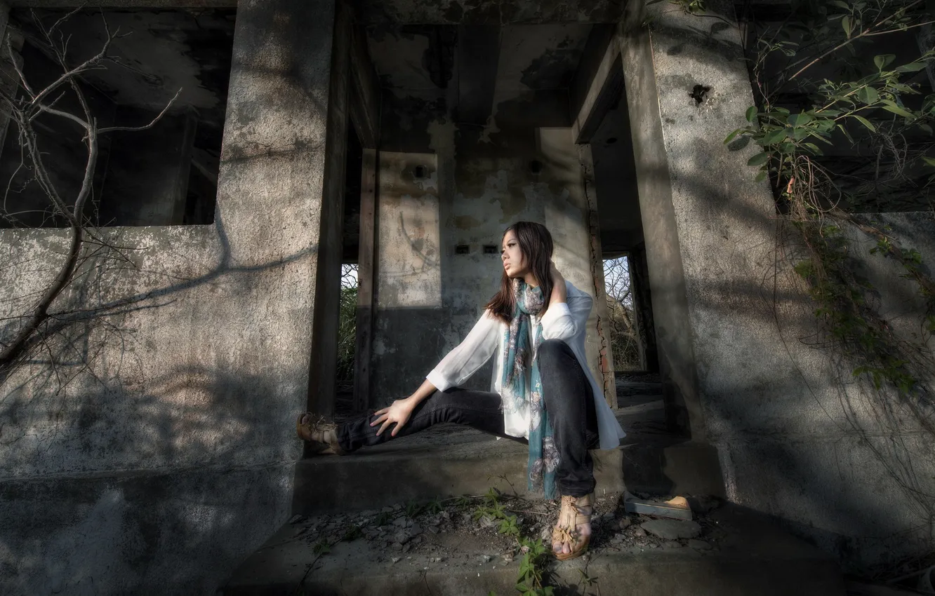 Photo wallpaper girl, background, Asian