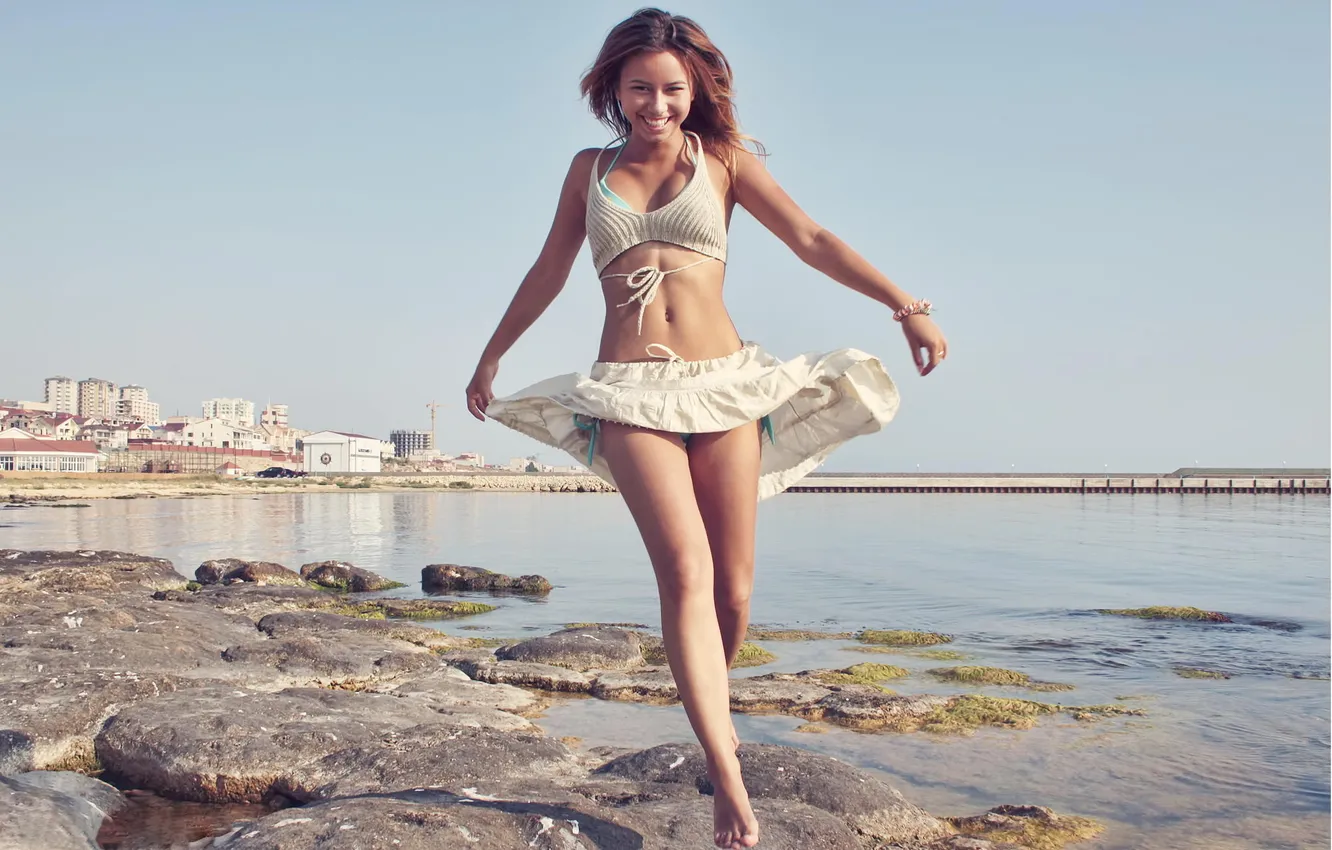 Photo wallpaper girl, joy, happiness