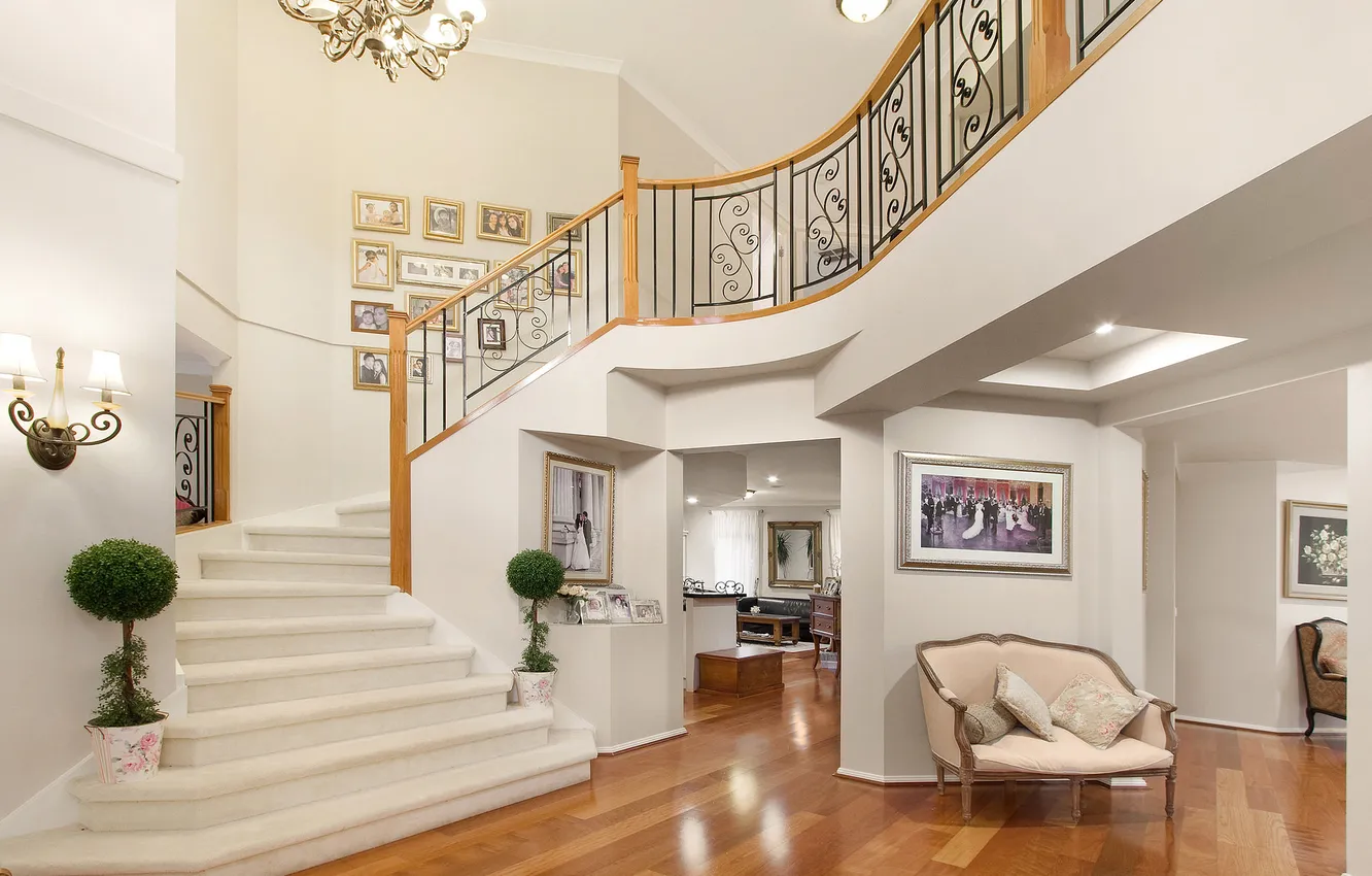 Photo wallpaper design, ladder, pot, hall