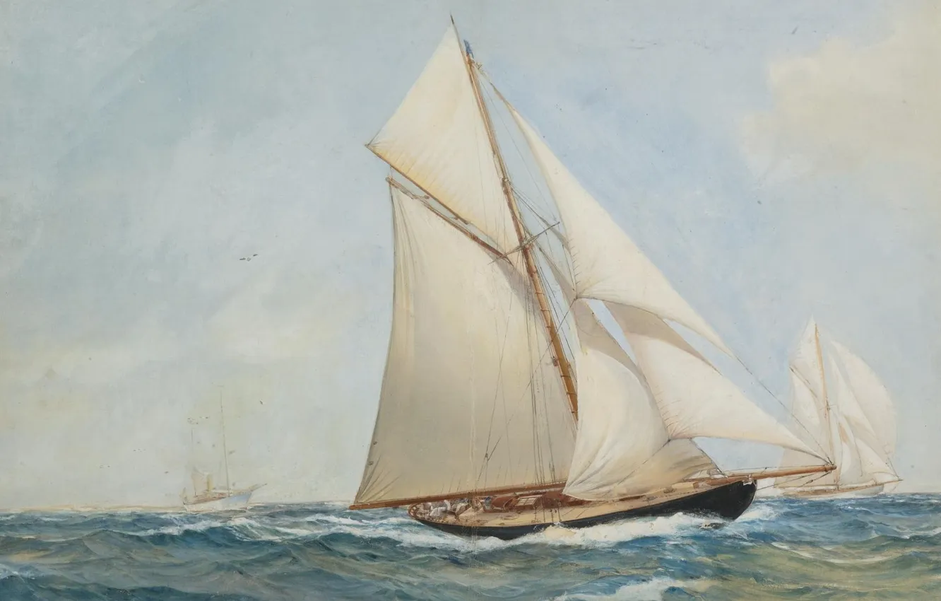 Photo wallpaper sea, yachts, Montague Dawson