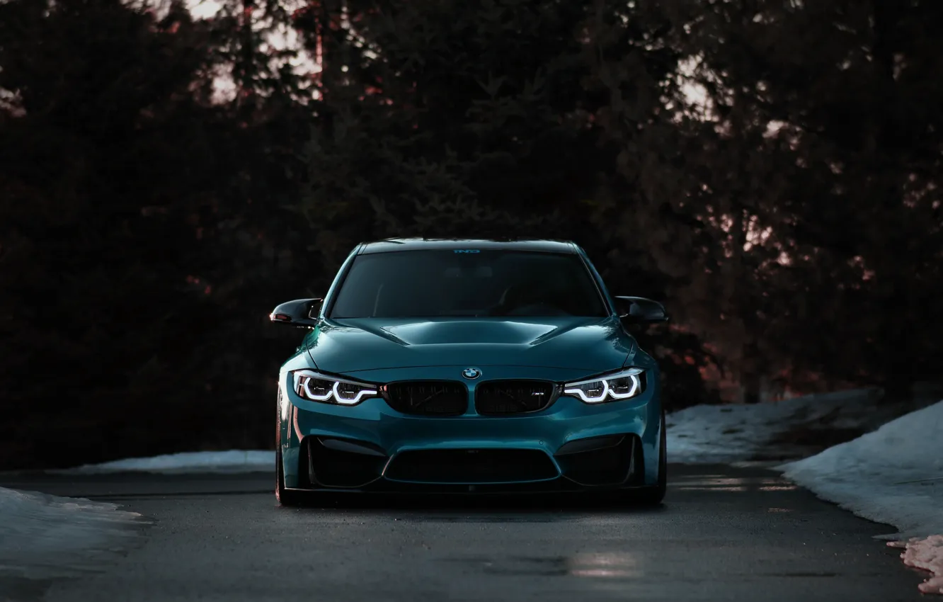 Photo wallpaper BMW, Light, Blue, Winter, Front, F80, Sight, Adaptive LED