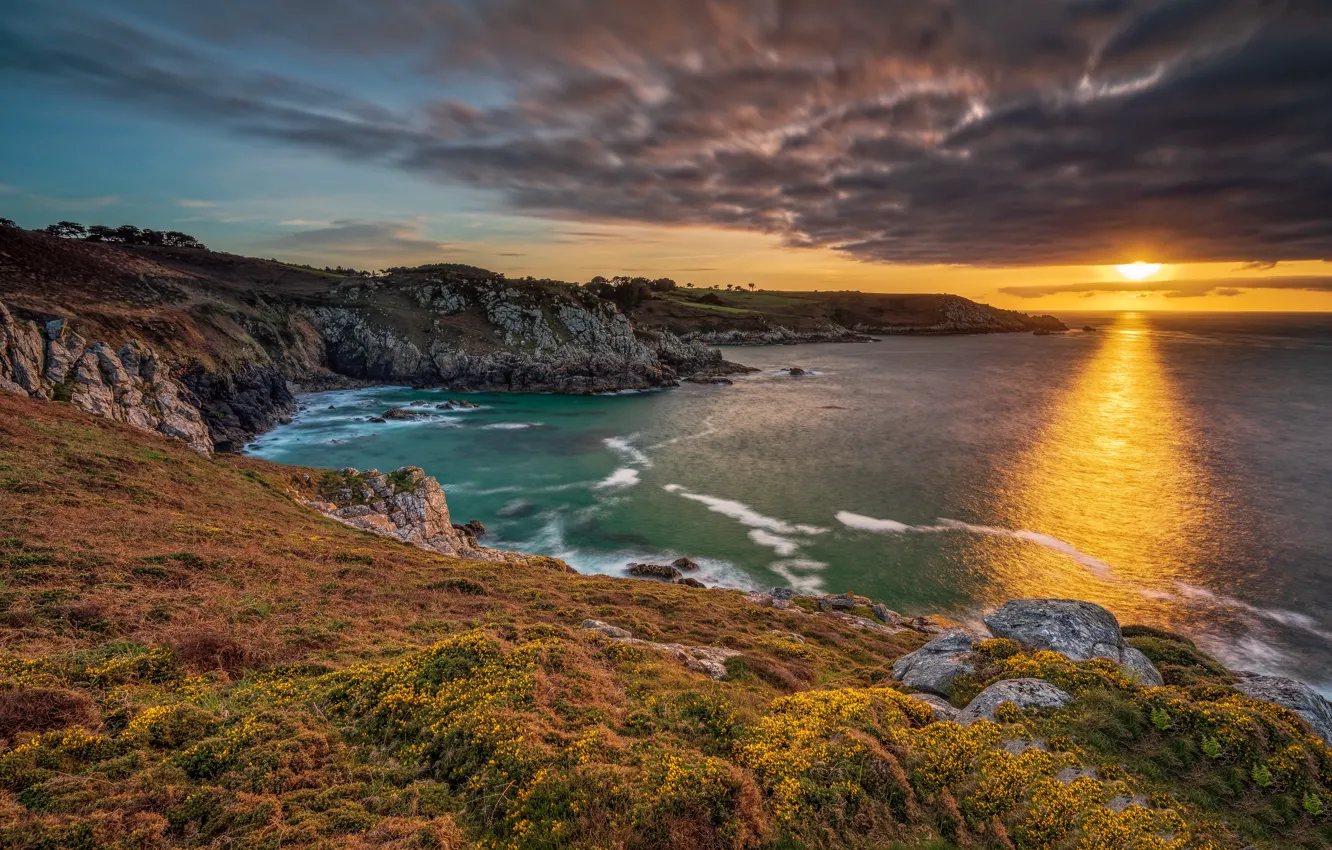 Photo wallpaper sea, sunset, France, Bretagne, Kastel-Trump