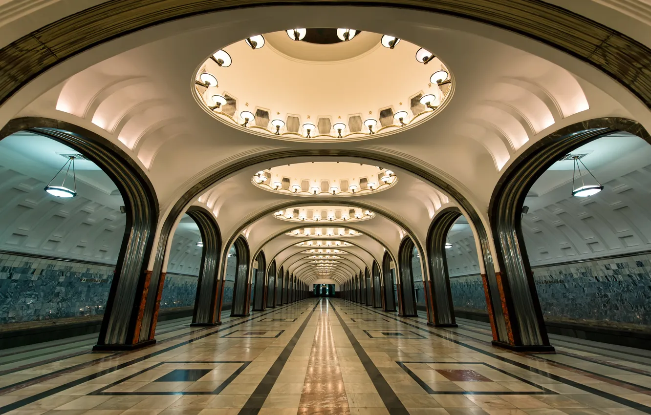 Photo wallpaper the Moscow metro, Mayakovskaya, Zamoskvoretskaya line