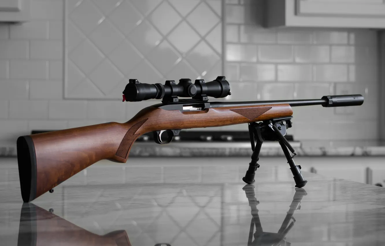 Photo wallpaper weapons, background, optics, Ruger 1022