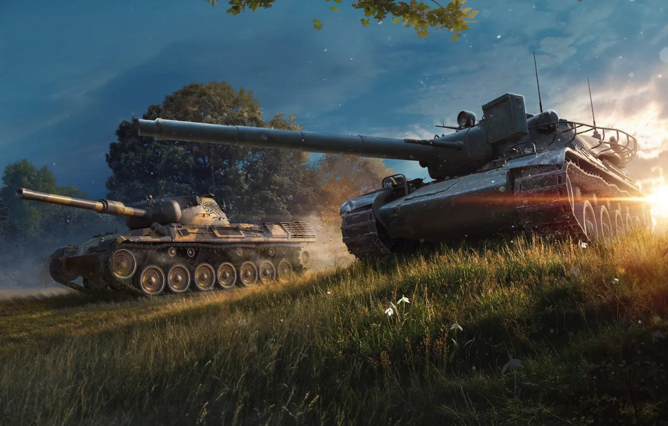 Photo wallpaper sunset, tank, Game, World of tanks, World of Tanks, Wargaming.net, Lesta Games, lesta
