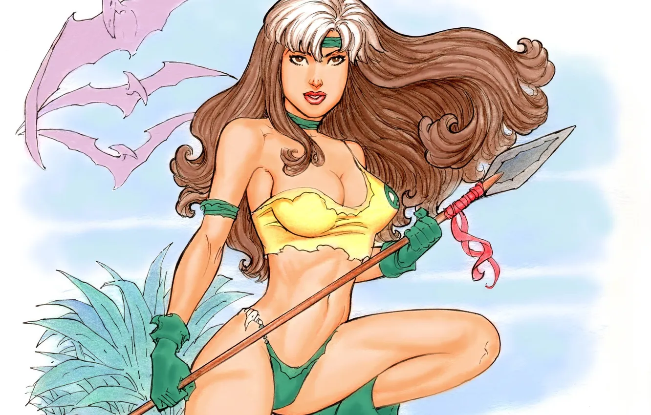 Photo wallpaper the sky, look, flight, dinosaur, spear, Marvel Comics, rascal, Dave Hoover