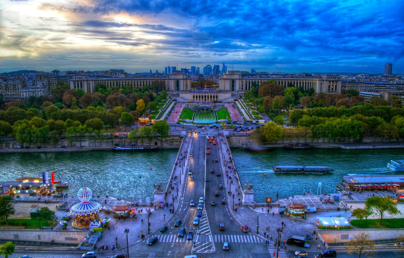 Photo wallpaper bridge, river, France, Paris, the view from the top