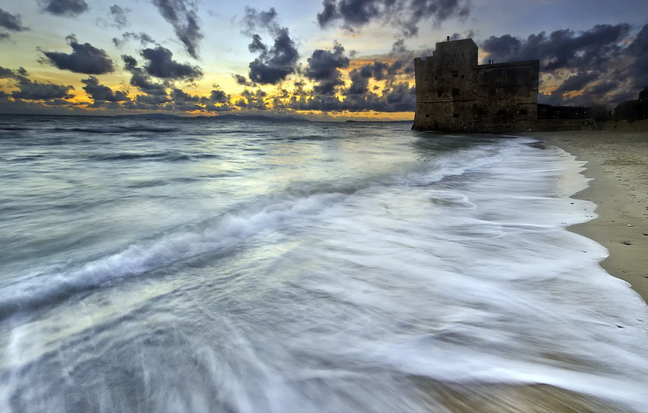 Photo wallpaper sea, landscape, sunset