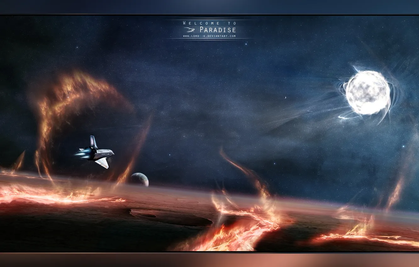 Photo wallpaper planet, crater, Shuttle