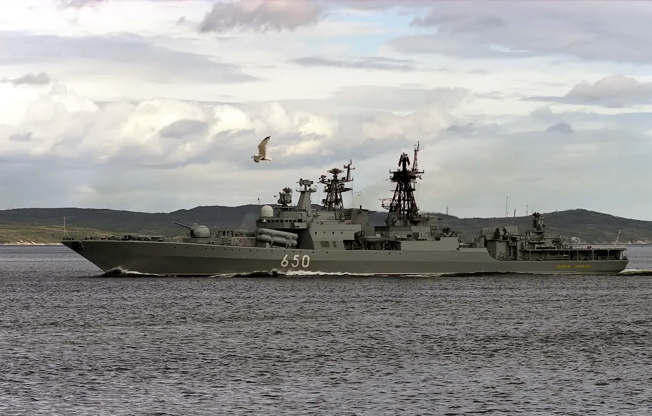 Photo wallpaper sea, ship, Seagull, large, Navy, anti-submarine, the sky., Admiral Chabanenko