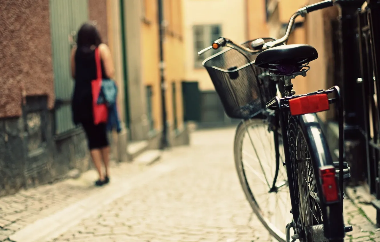 Photo wallpaper bike, the city, street, bicycle, photography, bike, woman, street