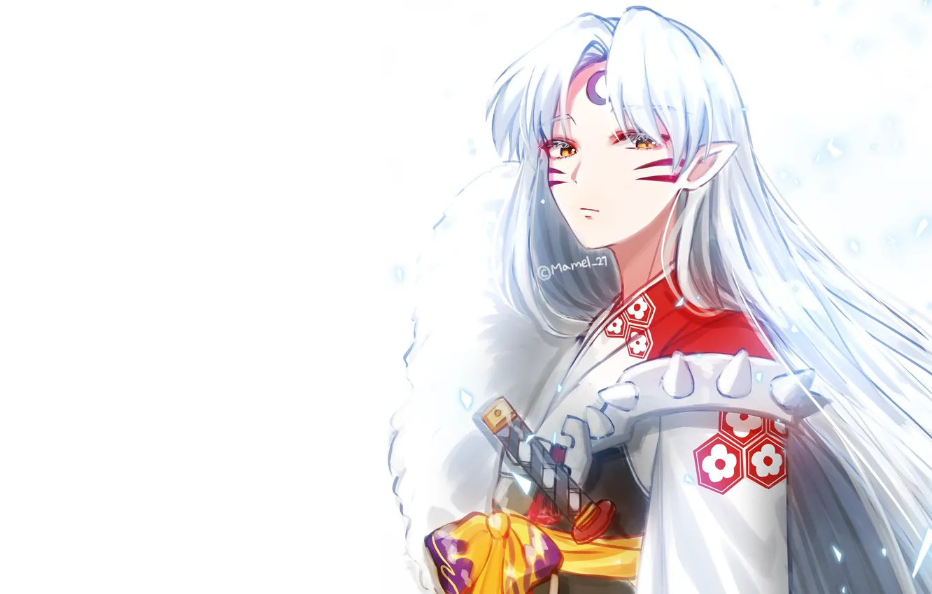 Photo wallpaper background, the demon, art, guy, white hair, Inuyasha, InuYasha, Seshoumaru