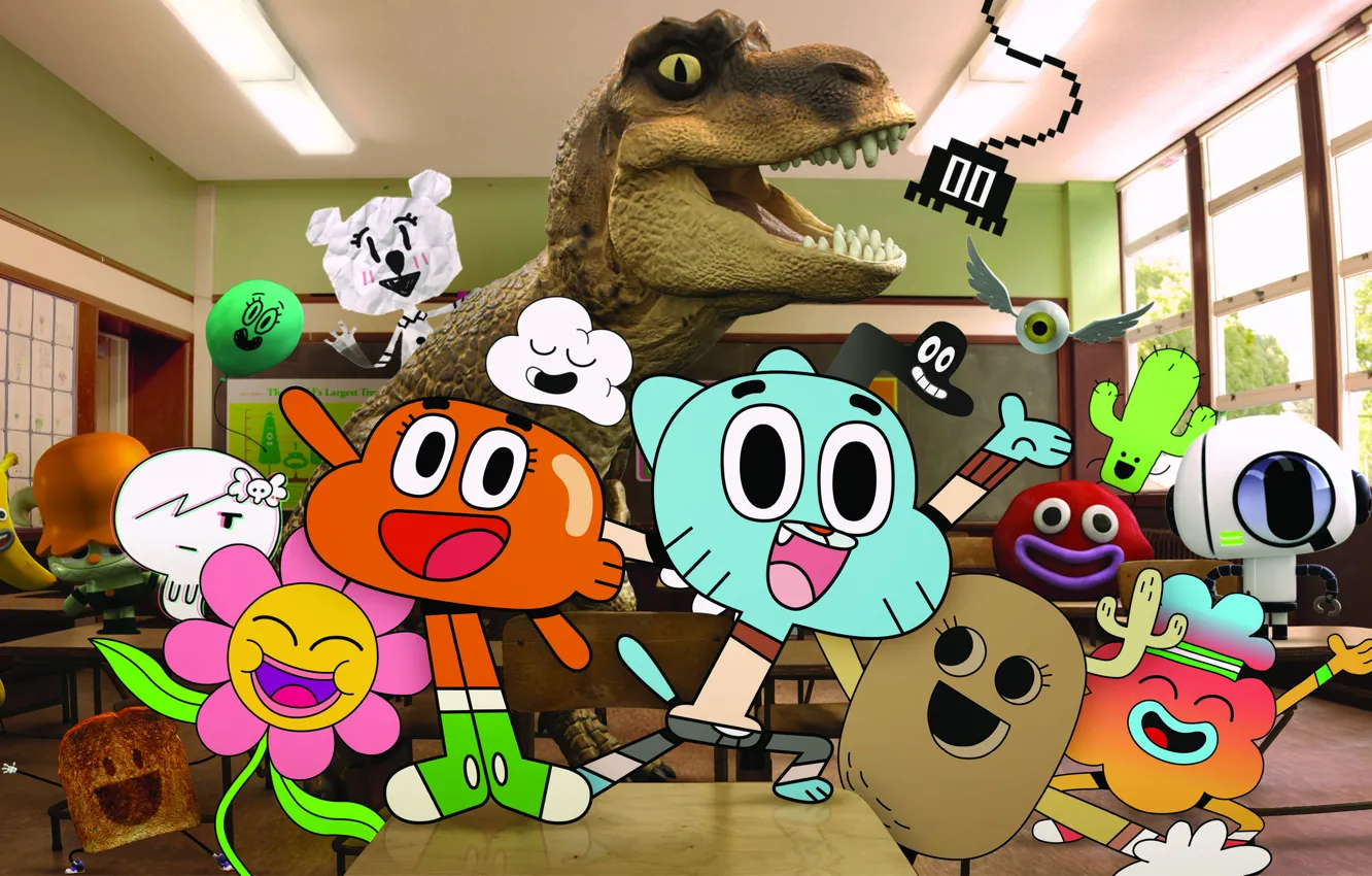Photo wallpaper animated, The Amazing World of Gumball, television series, Cartoon Network