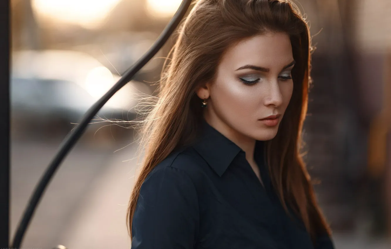 Photo wallpaper the sun, model, portrait, makeup, hairstyle, brown hair, beauty, bokeh