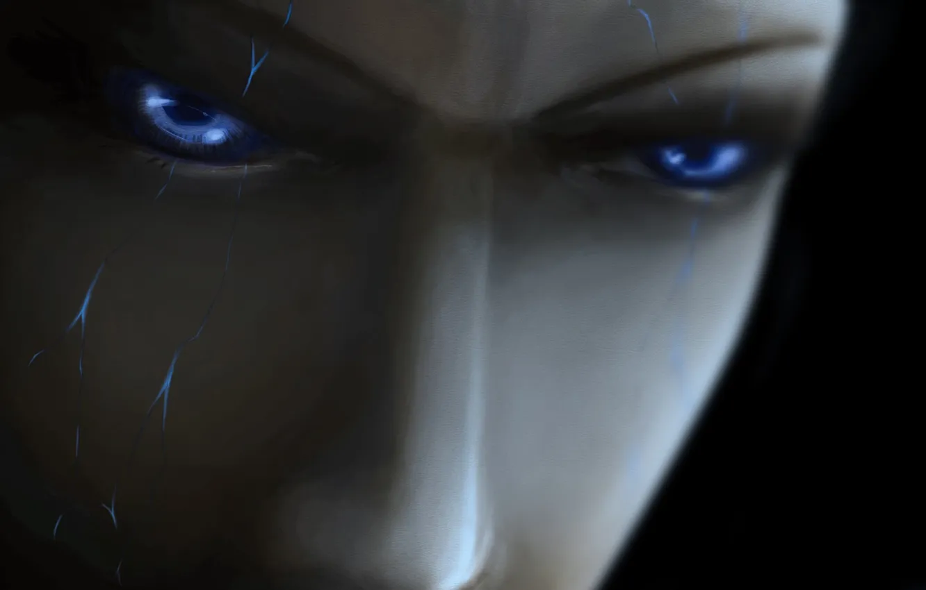 Photo wallpaper eyes, face, cracked, anger, art