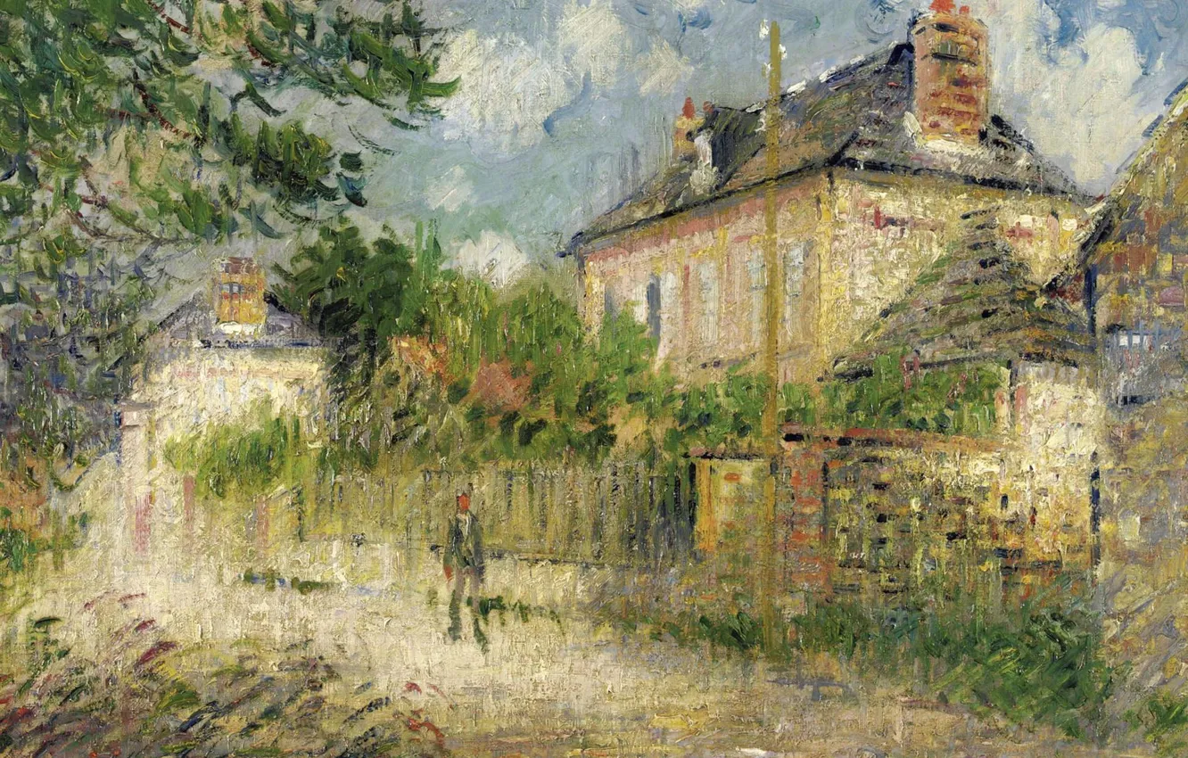 Photo wallpaper landscape, home, picture, Gustave Loiseau, Gustave Loiseau, The House of Monsieur Compon at Vaudreuil