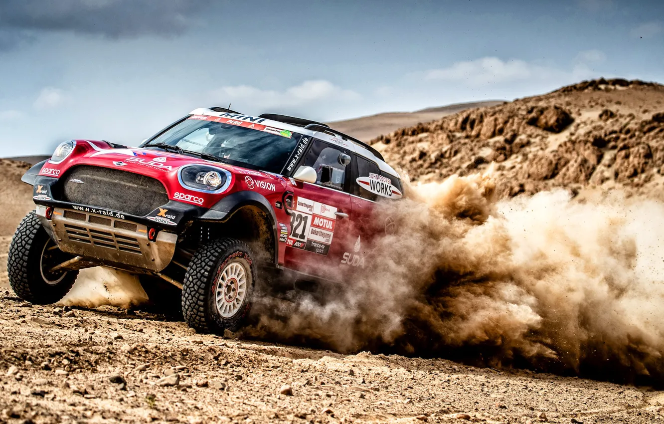 Photo wallpaper Sand, Auto, Mini, Dust, Sport, Machine, Race, Car