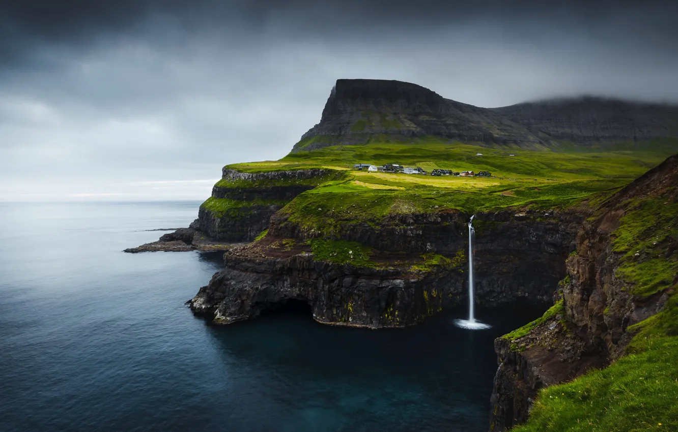 Photo wallpaper sea, mountains, The Faroe Islands