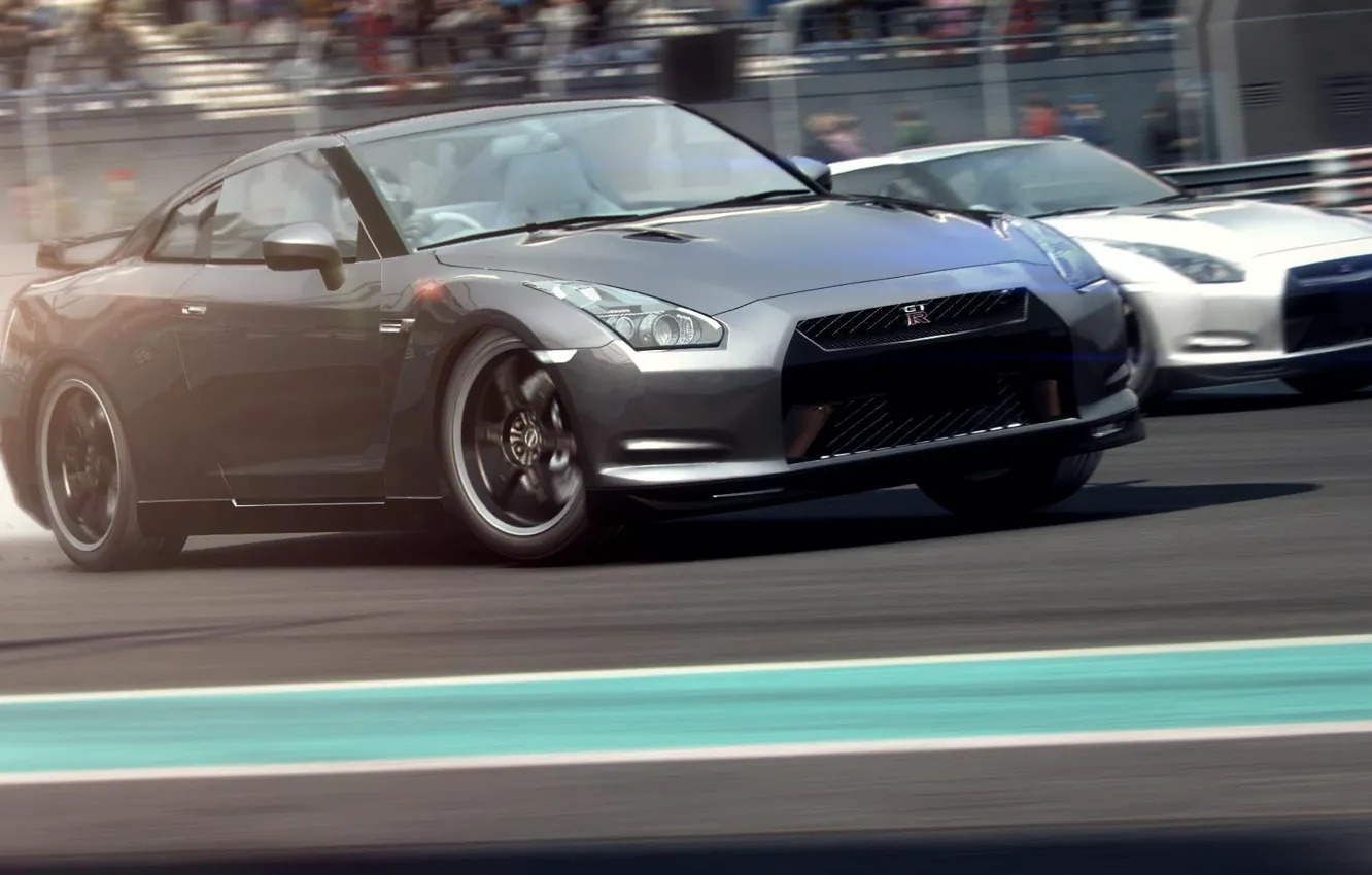 Photo wallpaper machine, race, the game, smoke, GTR, Codemasters, Grid 2, Codemasters Southam