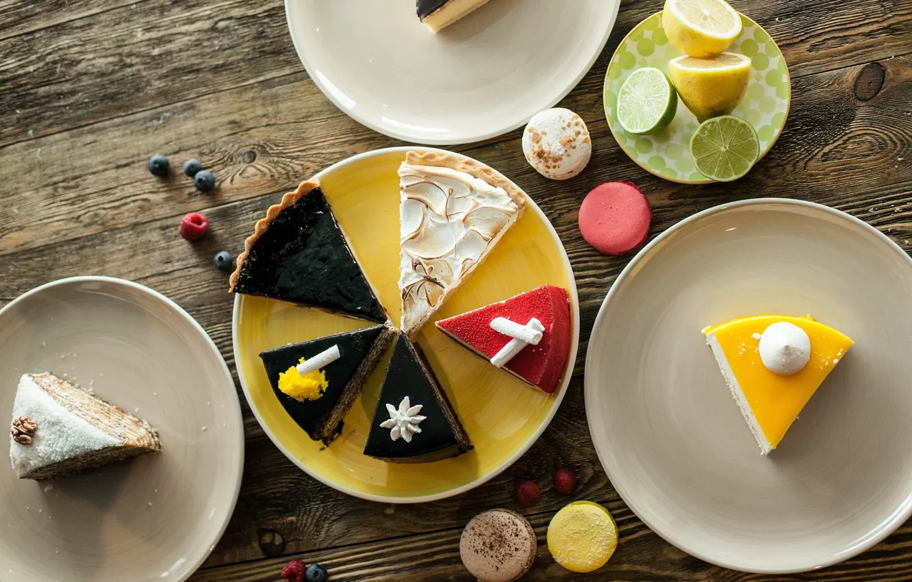 Photo wallpaper lemon, chocolate, lime, citrus, cake, cream, sweet, macaron